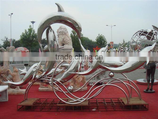 Stainless Steel Dolphin Statue Sculpture For Garden Public Use