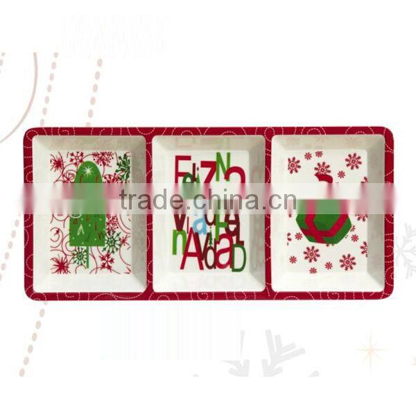 wholesale christmas plastic food nuts tray with dividers