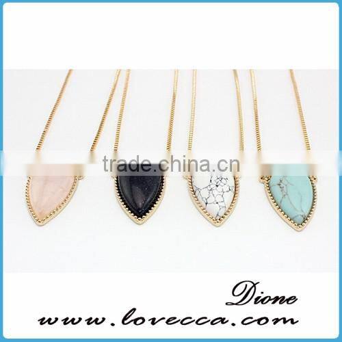 Synthetic Turquoise Gemstone necklace jewelry with gold plated chain
