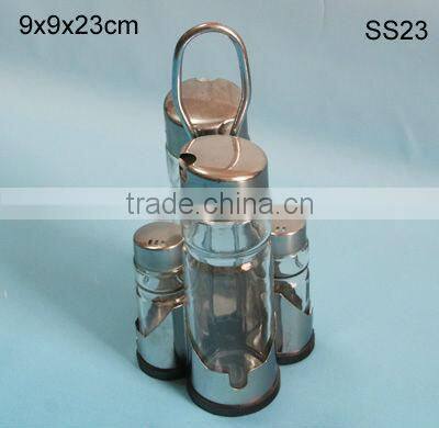 clear round kitchen glass essential oil used container set with metal rack