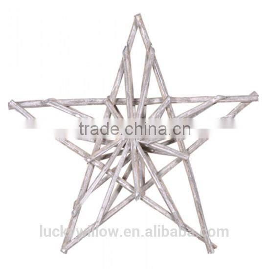 Folk art style natural wicker decoration hanging star/ Christmas willow star