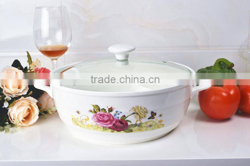 ceramic cookware pot with glass lid & metal stand