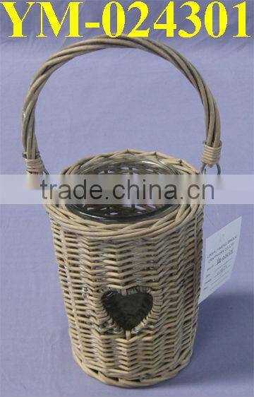 mini woven wicker candle holders with handle