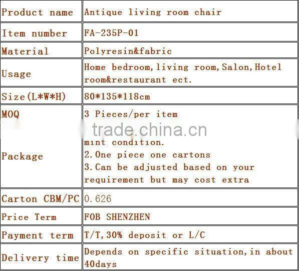 Antique living room chair,golden sofa