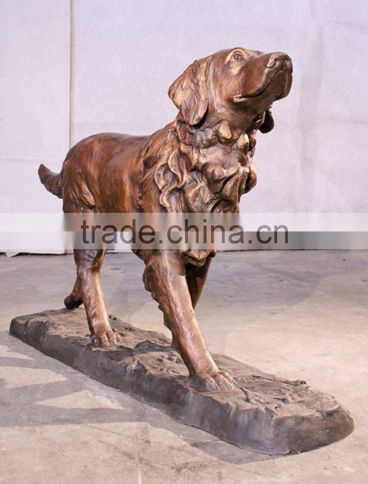 High quality lif size animal dog sculpture golden retriever bronze statues