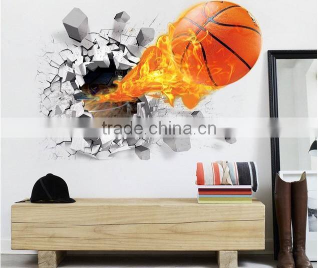 Creative Self Adhesive 3D Basketball Wall Paper for Kids' Room