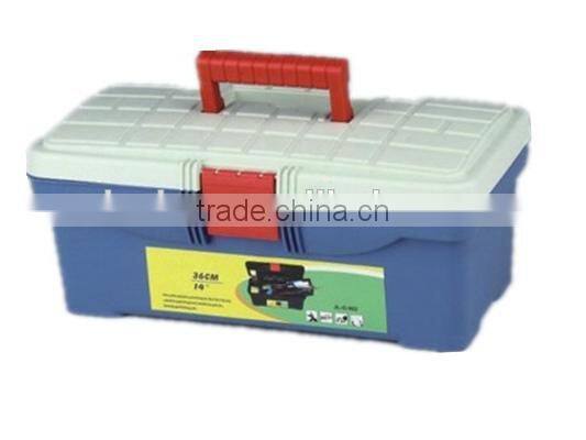 Plastic tool box with a tray
