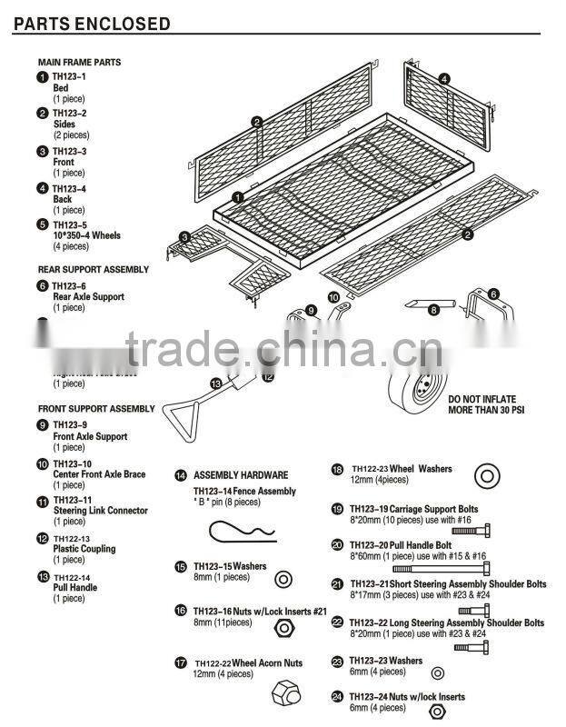 Four wheel TC1840H Cheap mesh garden cart Manufacturer