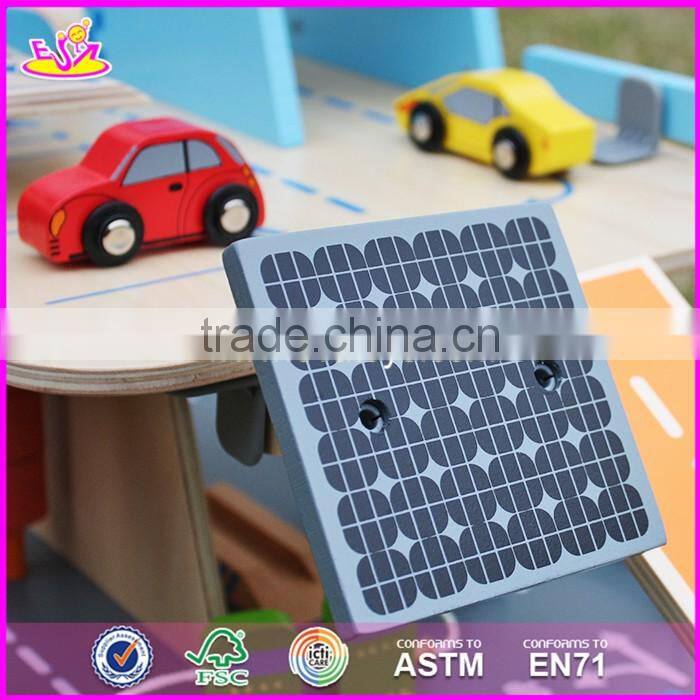 2017 new products children parking toy wooden toy garage set W04B048