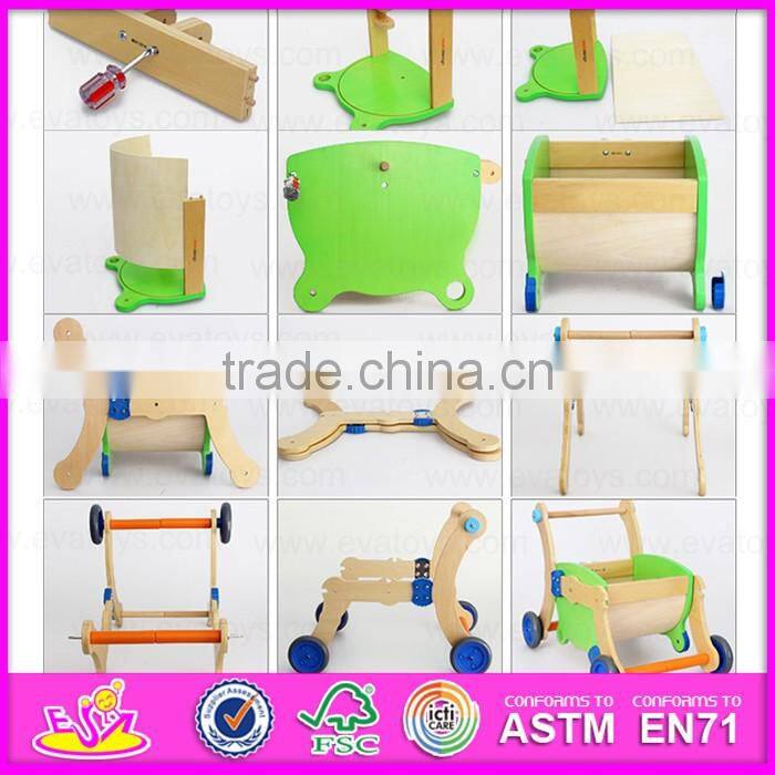 2016 new design Wooden baby walker toy,High Quality wooden baby educational walker toy, 3 IN 1 wooden walker toy W16A016