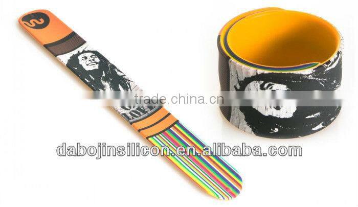 promotional full color silicone slap bracelet
