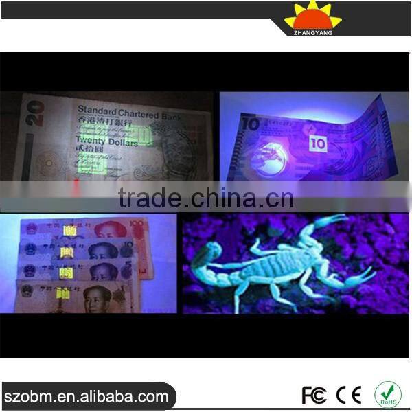 Stainless steel 395nm UV torch led purple light UV flashlight