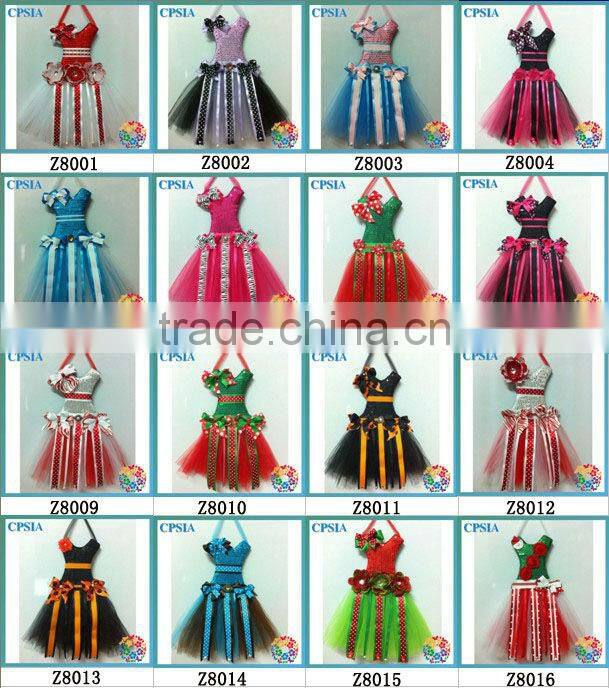 2013 Cute Flower Bow Holder For Girl Room Fashion Design Pink Cotton Tutu Bow Holder With Color Dots