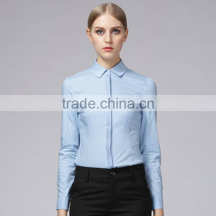 2017 High quality ladies office uniform formal white shirt for women