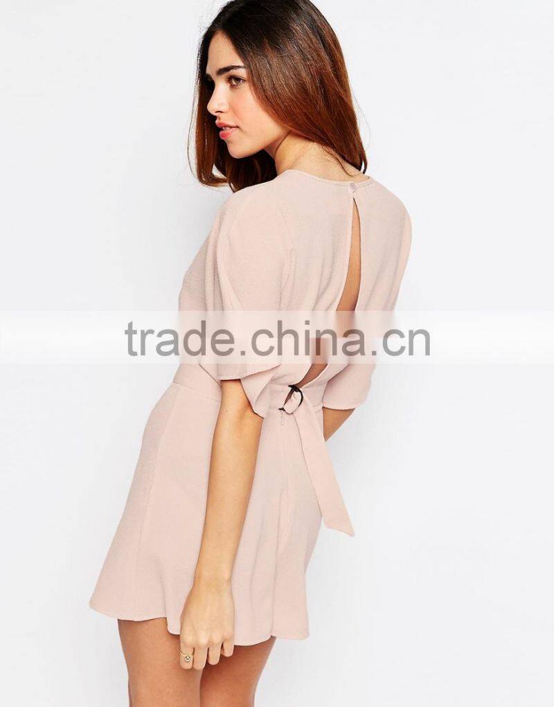 2015 fashionable hot sale OEM customized Kimono Romper with Open Back and D-ring