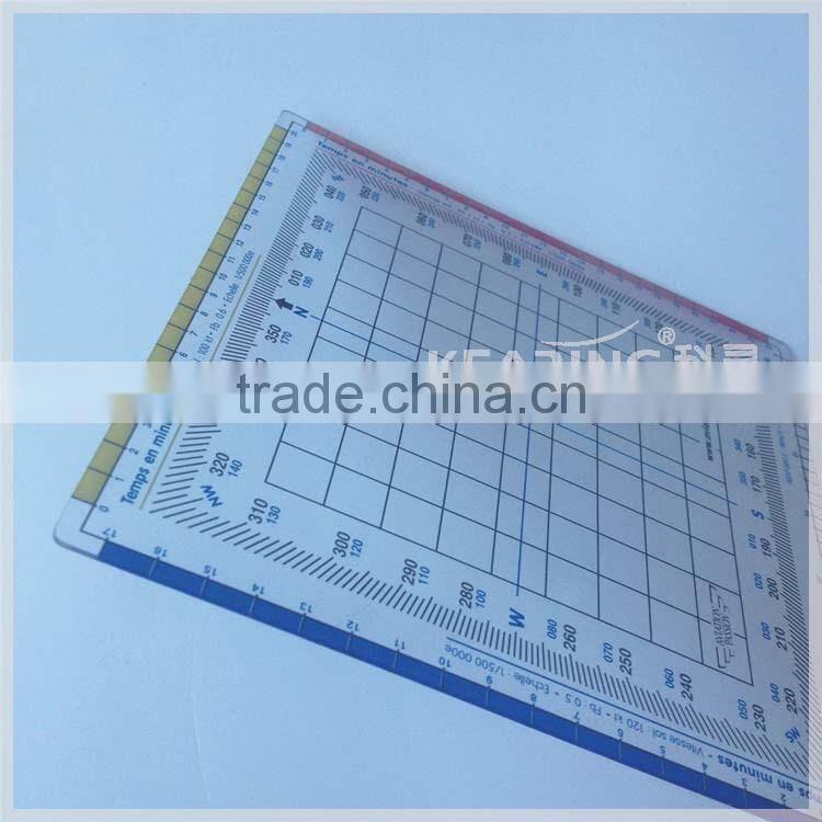 Durable flexible plastic Nautial grid protractor / square aviation protractor plotter ( 1 mm thickness ) # KPP-4