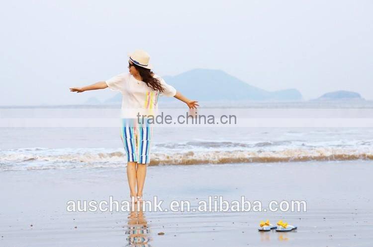 OEM service outdoor fashion colorful stripe beach girl short pants