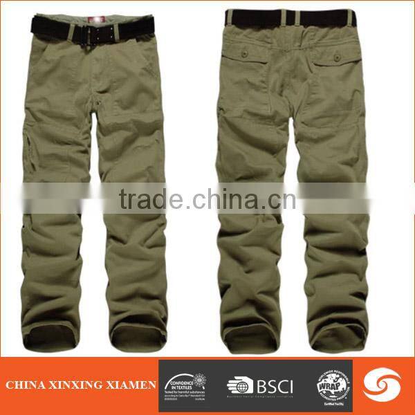Hot sale pure cotton men's cargo pants with many pockets