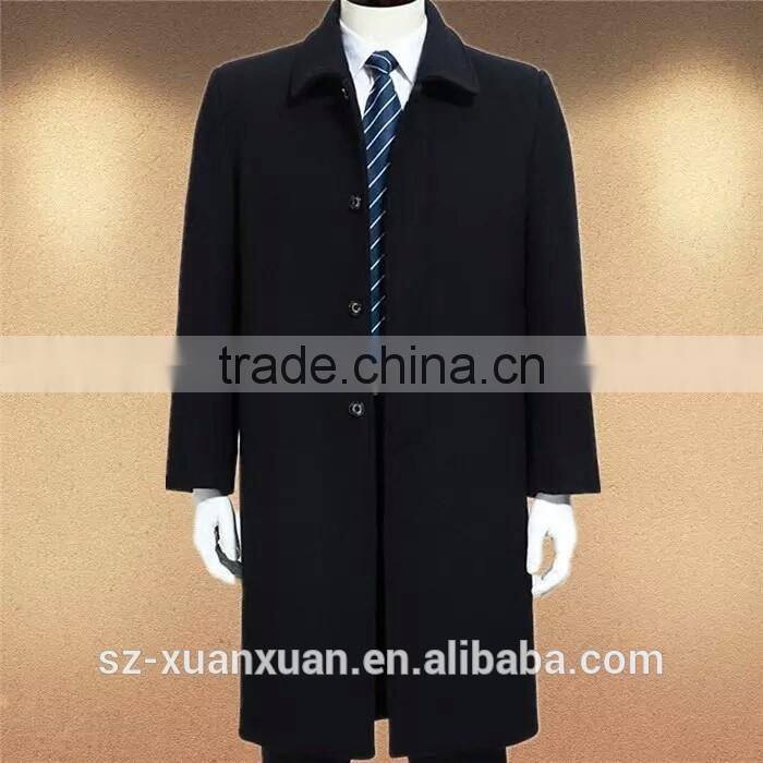 2016 Winter latest design black woolen long business jacket down jacket for men
