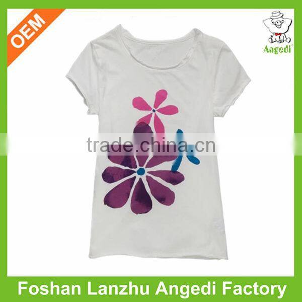 Hot fashion kids clothing extended length girl t shirt summer range Flower-Print
