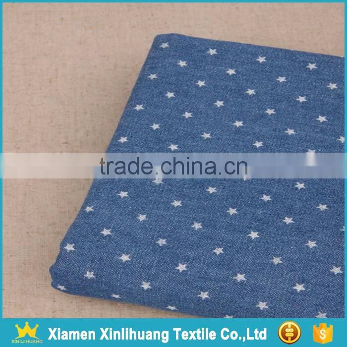 Wholesale Cheap 85% Cotton 15% Polyester Printed Denim Fabric