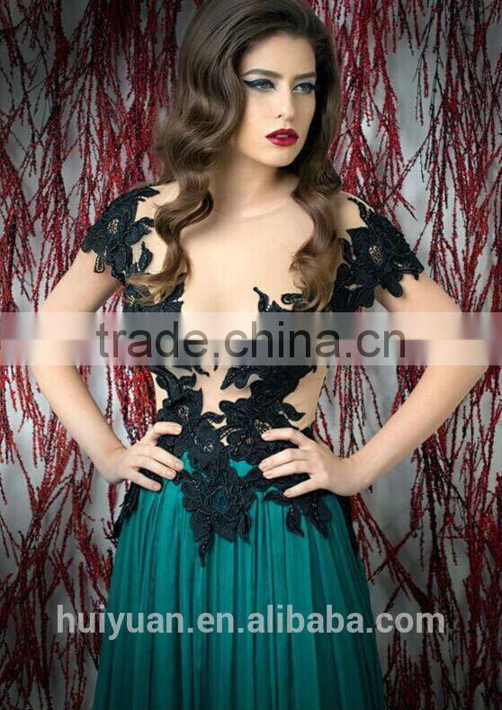 high quality chiffon flower high neck popular arab style dress