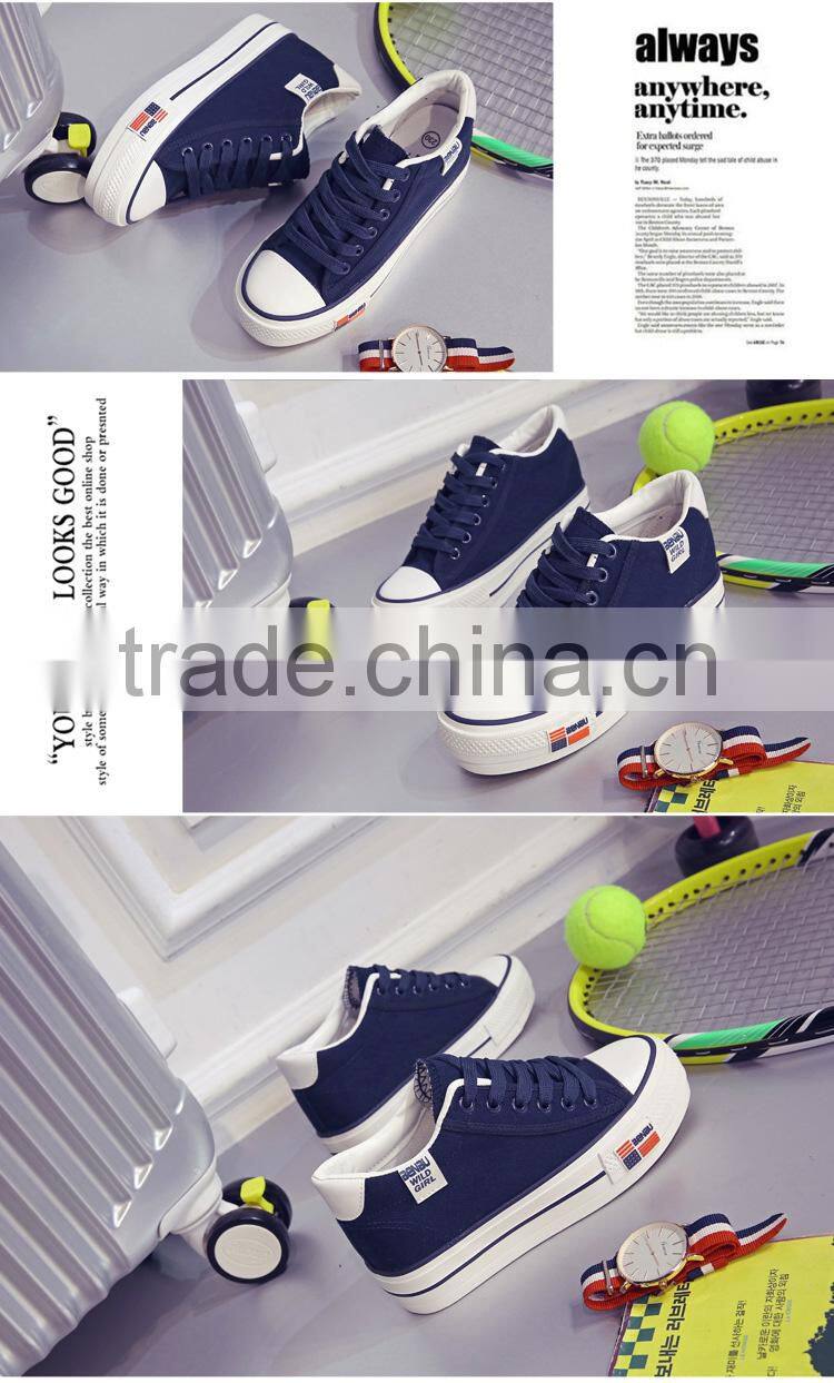 Ladies plain color increase canvas shoes wholesale