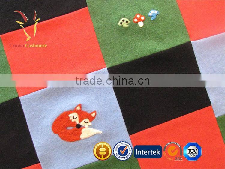 Pure Cashmere Wool Travel Blanket with Animals