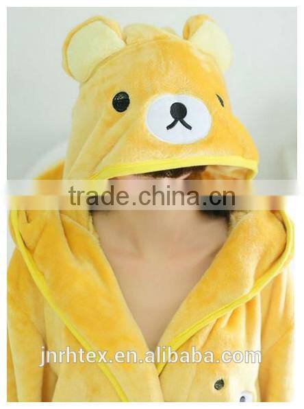 Adult Summer Rilakkuma Flannel Animal Bathrobe Animal Sleepwear Robe