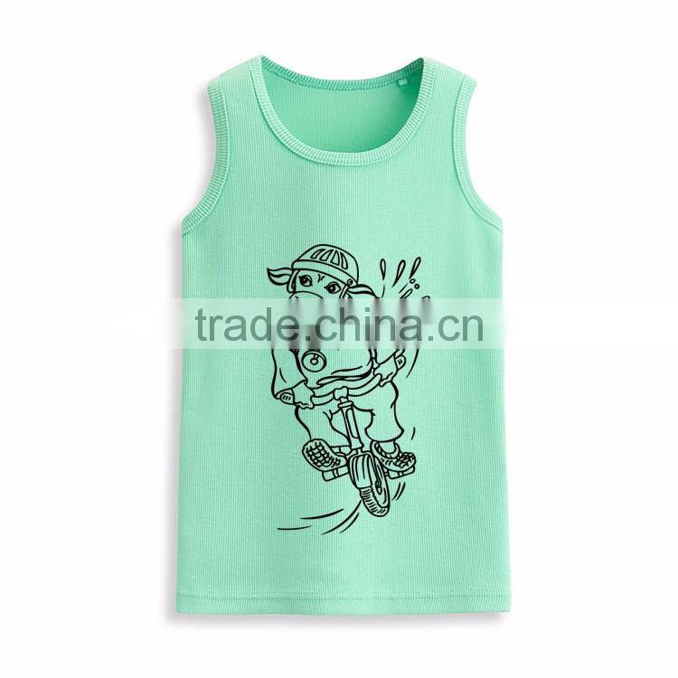 Wholesale sleeveless t shirt fashion kids custom print tank top manufacturer