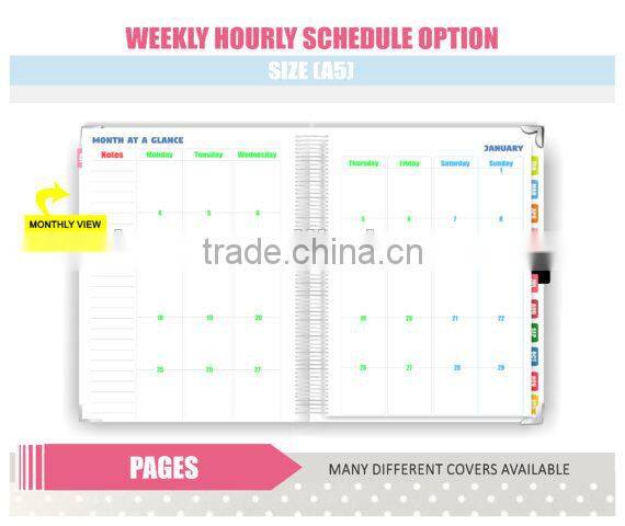 Greyboard cover spiral planner custom, personal diary planner with gold corner