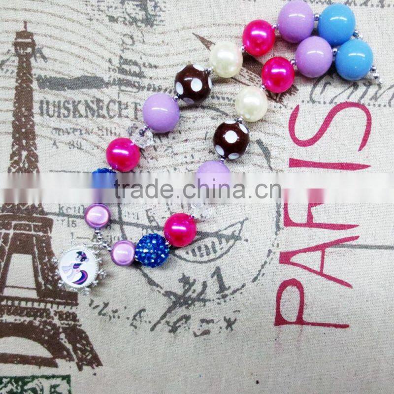 Turquoise Acrylic Bead Princess Chunky Necklace with pendant