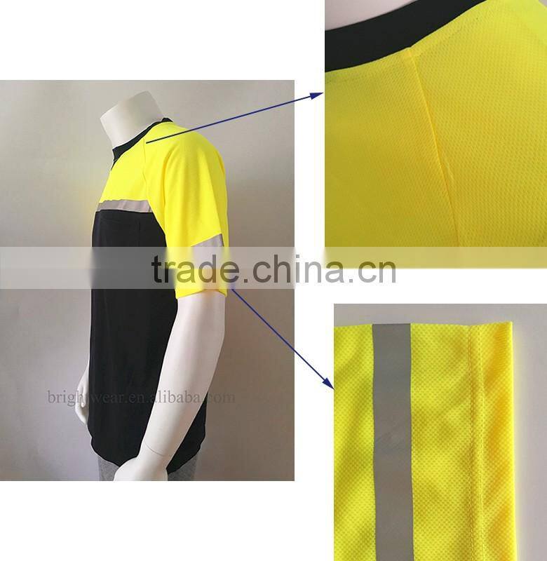 Men's high visibility short sleeve two colored china factory reflective t-shirt