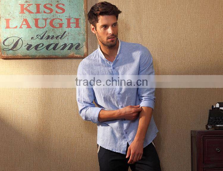 Wholesale cheap men shirt custom high quality Cotton and Hemp shirts with your own logo in guangzhou factory