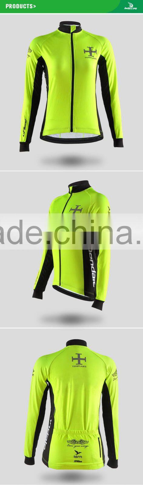 BEROY custom cycling jersey original, neon green long sleeve cycling clothing set with fleece lining