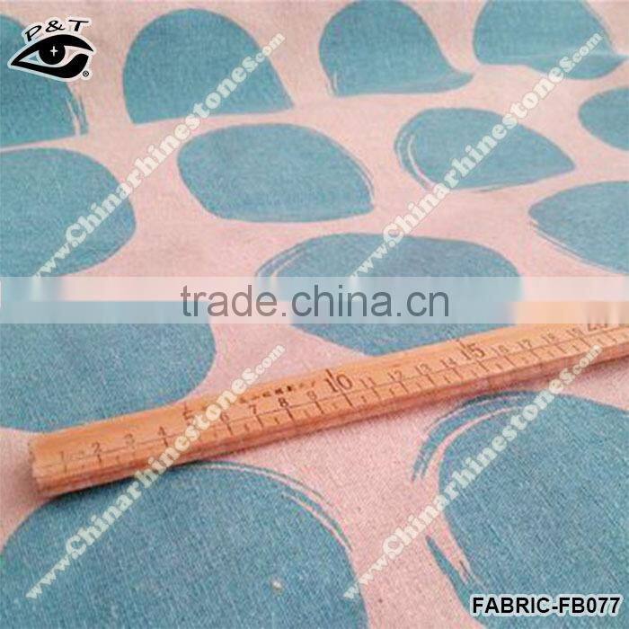 New Design Aquamarine blue round dot pattern linen fabric for wall paper sofa
