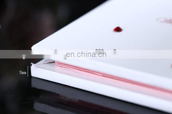 2015 cheap Novel heart design with rose decoration wedding guest book
