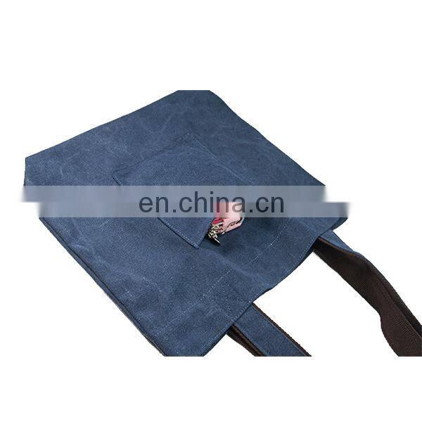 Fashion Canvas Tote Bag With Outside Pockets