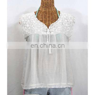 Handmade 100% Cotton White Floral Embroidered Mexican Stylish Women's Party Wear Kaftan