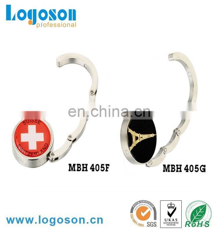 Wholesale printing hook metal souvenir bag hanger stand