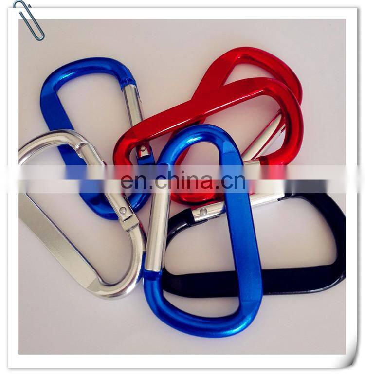 high qualiy Custom metal multi color D-shaped aluminum carabiner for promotion keychain