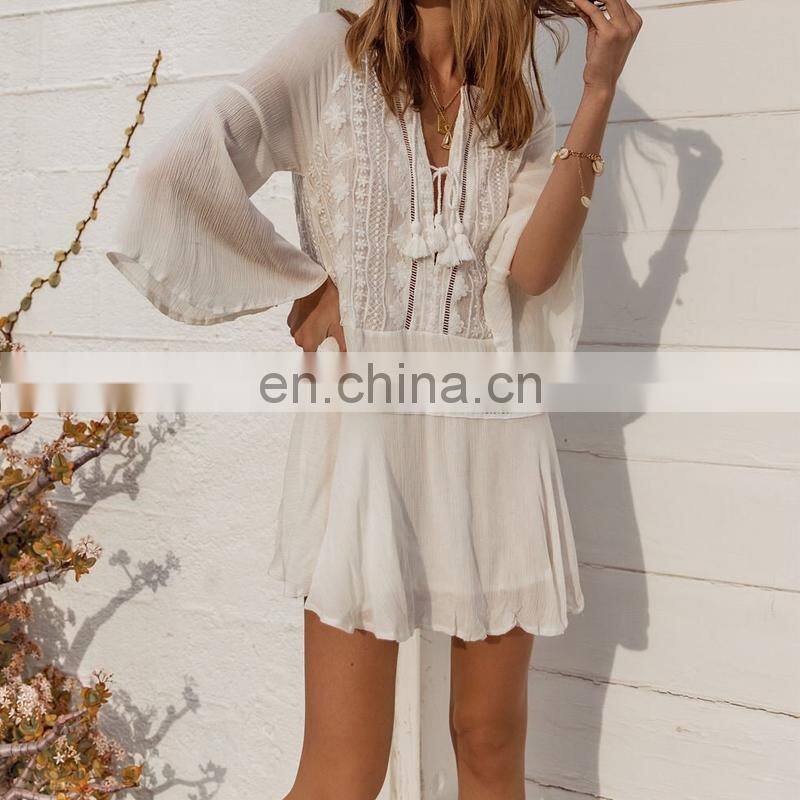 Chiffon Lace Beach Cover up Tunic for Beach Swimsuit cover up Kaftan Sarong Pareo de Plage Beach wear Women Top
