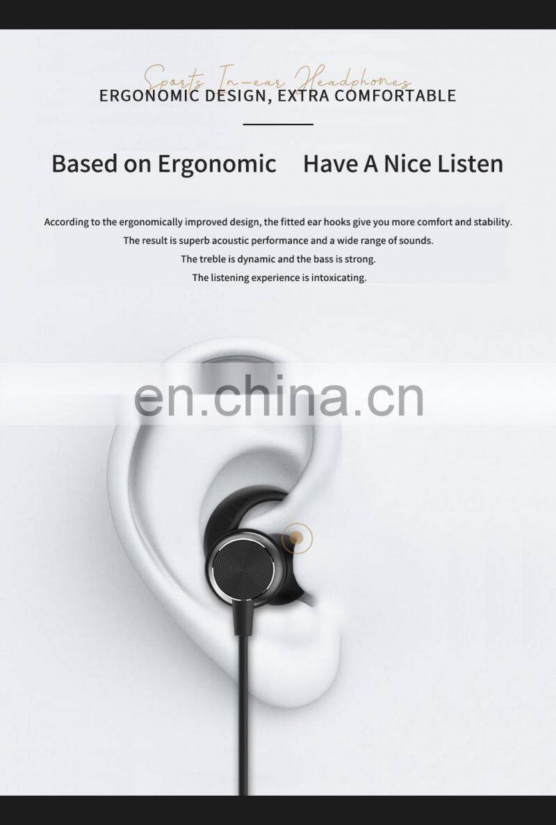 Efficient Time Lasting 20meter Transmission Long Distance White Non-drop Sports Bluetooth Headset V5.0