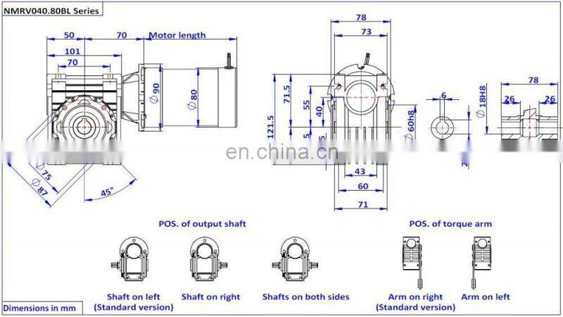 NMRV040.80BL Brushless DC gear motors for industrial conveyor system