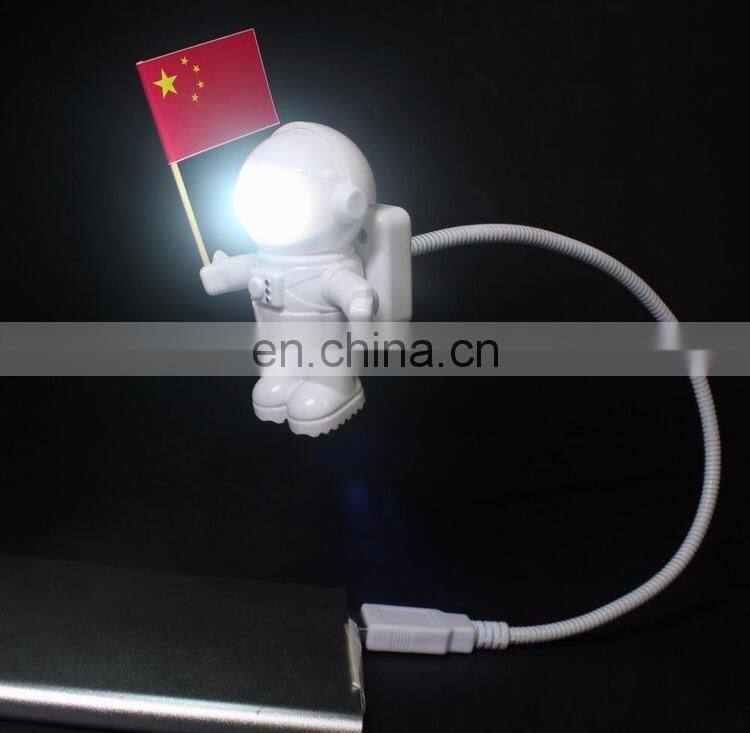 Novelty Gift Astronaut Hold Flag Spaceman Usb Flex Reading Light