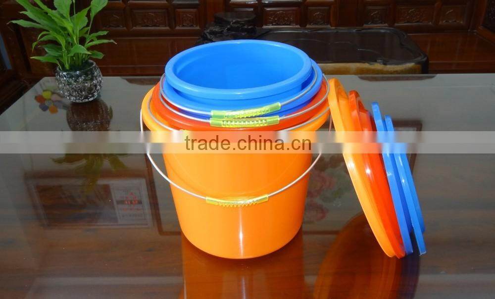 5L plastic bucket with lid, steel handle, plastic barrel and pail