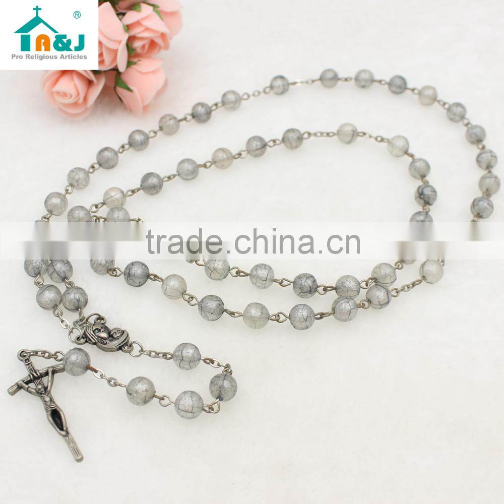 Plastic rosary bead wholesale cross necklace