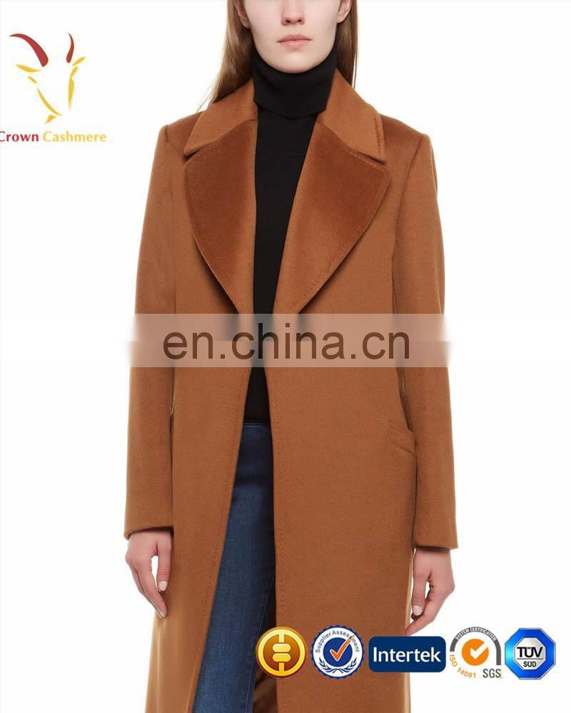 European Style Fashion Design Solid Color Women Long Cardigan Coat