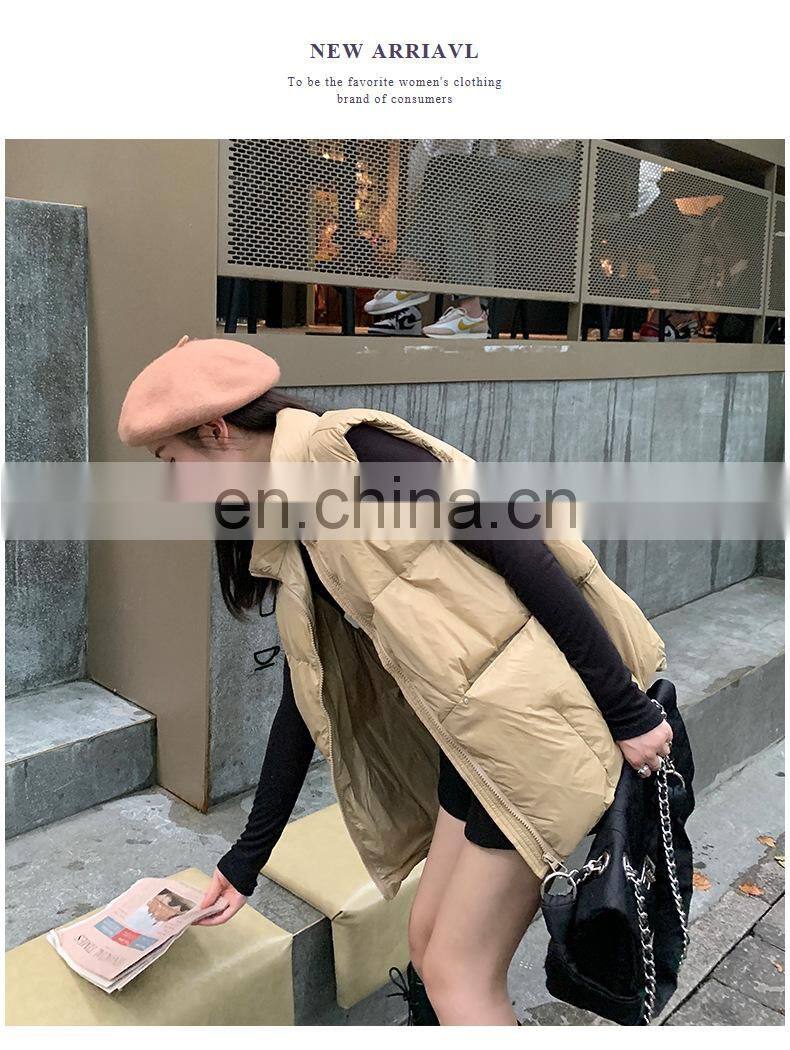 New Arrival Women Down Filled Solid Sleeveless Jacket Custom Winter Down Puffer Vest Short Casual Women's Jackets