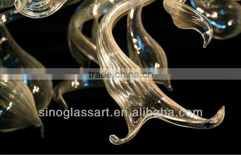 Decorative Blown Glass Clear Chandelier For Sale